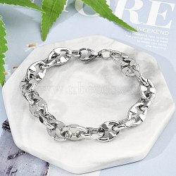 304 Stainless Steel Oval Link Chain Bracelets for Women Men, Stainless Steel Color, 8-1/2 inch(21.6cm)(BJEW-F488-48C-P)