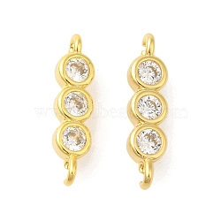 Rack Plating Brass Micro Pave Cubic Zirconia Links, Long-Lasting Plated, Lead Free & Cadmium Free, Pea, Real 18K Gold Plated, 17x4x3mm, Hole: 1.2mm(KK-S396-62G)