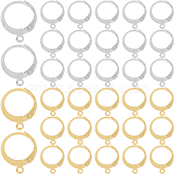 2 Colors 304 Stainless Steel Leverback Earring Findings, with Loop, Real 24K Gold Plated & Stainless Steel Color, 14.5x12x2mm, Hole: 1.2mm, Pin: 0.8x1mm, 100Pcs/color, 200Pcs/box(STAS-SP0001-09B)