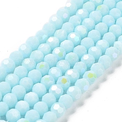 Opaque Glass Beads Strands, Faceted, Round, Light Sky Blue, 6x5.5mm, Hole: 0.9mm, about 94~97pcs/strand, 21.06~21.18''(53.5~53.8cm)(EGLA-A035-P6mm-L10)