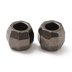 Brass Spacer Beads, Faceted, Barrel, Gunmetal, 3mm, Hole: 1.5mm(KK-XCP0001-68B)