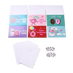 Rectangle Paper Greeting Cards, with Rectangle Envelope and Flat Round Self Adhesive Paper Stickers, Valentine's Day Wedding Birthday Invitation Card, Food Pattern, 198x149x0.3mm(DIY-F096-20)