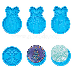 Boutigem 6Pcs 6 Style DIY Silicone Fondant Molds, UV Resin & Epoxy Resin Jewelry Making, for DIY Phone Stands and Accessories, Christmas Tree & Bowknot & Flat Round & Snowflake, Deep Sky Blue, 46x6mm, Inner Diameter: 43mm(DIY-BG0001-22)