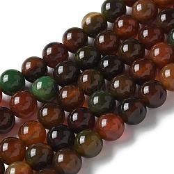 Natural Agate Beads Strands, Dyed & Heated, Round, Coconut Brown, 10~10.5mm, Hole: 0.7mm, about 38pcs/strand, 14.76''(37.5cm)(G-NH0001-G09-01)