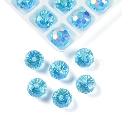 AB Color Plated Glass Beads, Faceted, Round, Deep Sky Blue, 8x5.5~6mm, Hole: 1.4~1.6mm, 336pcs/set(EGLA-P059-03B-AB06)