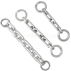 CHGCRAFT 3Pcs 3 Style Zinc Alloy & Acrylic Bag Extender Cable Chains, with Spring Ring Clasps, Bag Replacement Accessoies, Platinum, 9.9~18.4x1.05~1.9x1~1.9cm, 1pc/style(FIND-CA0007-74)