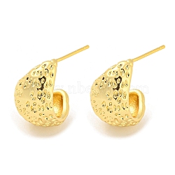 Rack Plating Brass Teardrop Stud Earrings, Half Hoop Earrings, Long-Lasting Plated, Cadmium Free & Lead Free, Real 18K Gold Plated, 16x12mm(EJEW-K263-21G)