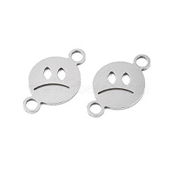 304 Stainless Steel Connector Charms, Sad Expression, Stainless Steel Color, 29x17x1.5mm, Hole: 4mm(STAS-N095-109)