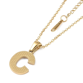 Ion Plating(IP) Initial Letter 304 Stainless Steel Pendant Necklaces, Real 18K Gold Plated, Letter C, 15.87 inch(40.3cm), Pendant: about 17x12.5mm