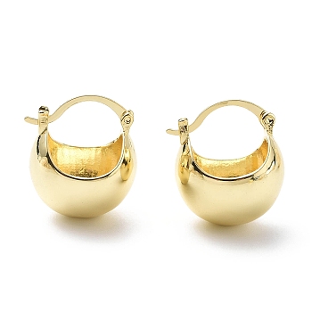 Brass Basket Thick Hoop Earrings for Women, Real 18K Gold Plated, 23x20.5x17.5mm, Pin: 1.6~1.8mm