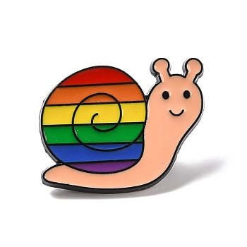 Rainbow Pride Snail Enamel Pin, Animal Alloy Badge for Backpack Clothing, Electrophoresis Black, Colorful, 21x27x2mm, Pin: 1mm