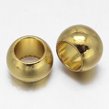 Rondelle Brass Beads, Golden, 6x4mm, Hole: 4mm