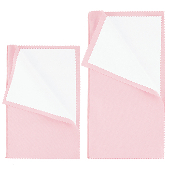2Pcs 2 Style 4 Layers Silver Polishing Cloth, Jewelry Cleaning Cloth, Sterling Silver Anti-Tarnish Cleaner, Rectangle, Pink, 28~35.5x17.8~18x0.2cm, 1pc/style