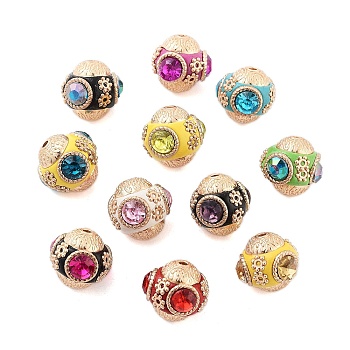 Handmade Indonesia Beads, with Alloy and Glass, Round, Mixed Color, 16.5x15.5mm, Hole: 1.8mm