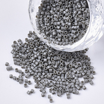 11/0 Grade A Glass Seed Beads, Cylinder, Uniform Seed Bead Size, Baking Paint, Gray, about 1.5x1mm, Hole: 0.5mm, about 20000pcs/bag