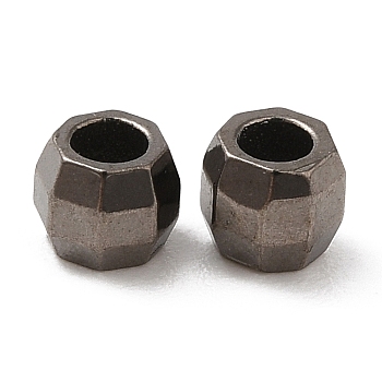 Brass Spacer Beads, Faceted, Barrel, Gunmetal, 3mm, Hole: 1.5mm