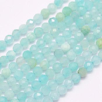 Natural Amazonite Beads Strands, Grade A, Faceted, Round, 2mm, Hole: 0.5mm, about 223pcs/strand, 15.7 inch(40cm)