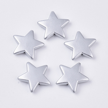 Matte Style Spray Painted Acrylic Beads, Star, Silver, 20.5x22x5mm, Hole: 0.8mm, about 469pcs/500g