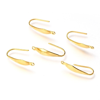 316 Stainless Steel Earring Hooks, with Vertical Loop, Ear Wire, Real 18K Gold Plated, 20.5x4.5mm, Hole: 1.2mm