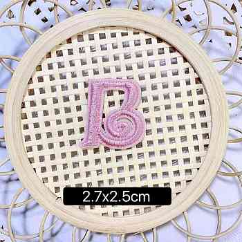 Computerized Embroidery Cloth Self Adhesive Patches, Stick on Patch, Costume Accessories, Letter, Pink, B:27x25mm