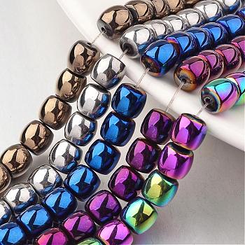 Electroplate Non-magnetic Synthetic Hematite Bead Strands, Drum, Mixed Color, 7x8mm, Hole: 1mm, about 50pcs/strand, 15.7 inch