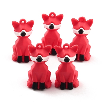 PVC Faceted Fox Pendants, for DIY Keychain Making, Crimson, 46x24.5x24mm, Hole: 3mm