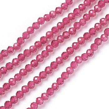 Transparent Glass Beads Strands, Faceted, Round, Camellia, 2mm, Hole: 0.5mm, about 164~182pcs/strand, 14.8~15.7 inch(37.5~40cm)