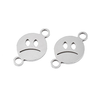 304 Stainless Steel Connector Charms, Sad Expression, Stainless Steel Color, 29x17x1.5mm, Hole: 4mm