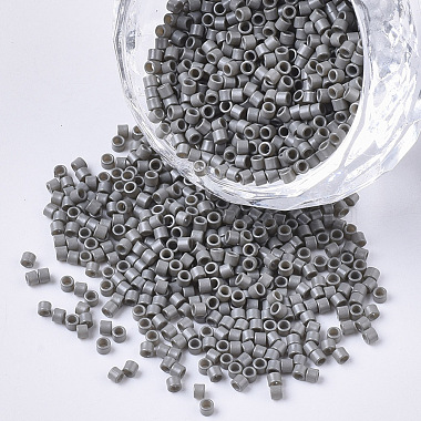 Gray Round Bugle Glass Beads