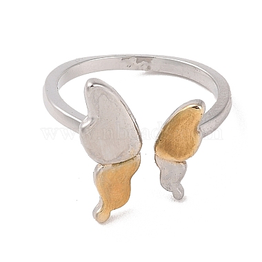 Two Tone Brass Butterfly Open Cuff Ring(RJEW-B050-03)-2