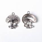Tibetan Style Alloy Pendants, Lead Free and Cadmium Free, Mushroom, Antique Silver, 22.5x19x5.4mm, Hole: 2mm(TIBEP-10995-AS)