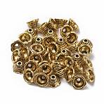 Tibetan Style Caps, Cadmium Free & Nickel Free & Lead Free, Flower, Antique Golden, 8x5mm, Hole: 2mm(GLF11244Y-NF)