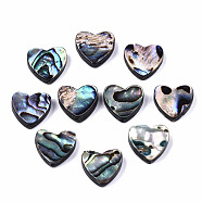 Natural Abalone Shell/Paua Shell Beads, Heart, Colorful, 12.5x12.5x3.5mm, Hole: 1mm(SSHEL-T014-16B)