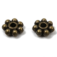 Tibetan Style Alloy Beads Daisy Spacer Beads, Cadmium Free & Lead Free, Granulated Beads, Antique Bronze, 6x2mm, Hole: 1.5mm, about 4000pcs/1000g(LF1249Y-01AB-RS)