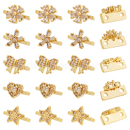 20Pcs 5 Style Rack Plating Brass Pave Clear Cubic Zirconia Flower Slide Charms, Cadmium Free & Lead Free, Long-Lasting Plated, Flower/Star/Heart/Bowknot, Real 18K Gold Plated, 6~7x10x5~6.5mm, Hole: 1.4mm, 4pcs/style(KK-BC0012-86)