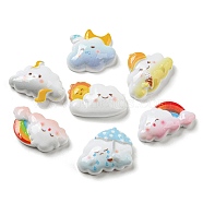 Weather Theme Opaque Resin Cabochons, Cartoon Funny Cloud, Mixed Color, 15~19.5x22~25x6~7.5mm(RESI-Q227-08)