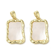 Brass Pave Shell Pendants, Geometric Charms, Real 18K Gold Plated, Rectangle, 20.5x13x2mm, Hole: 3x5mm(KK-I708-13D-G)