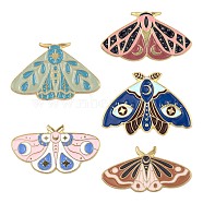 5Pcs 5 Style Alloy Enamel Brooches, Enamel Pin, with Butterfly Clutches, Butterfly, Golden, Mixed Color, 14~20x27.5x9.5mm, Pin: 1mm, 1pc/style(JEWB-LS0001-18)