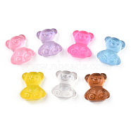 Transparent Resin Bear Cabochons, with Glitter Powder, Mixed Color, 21.5x18.5x9.5mm(RESI-N039-02)