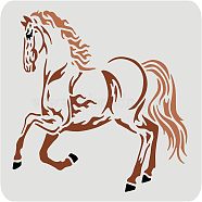 Large Plastic Reusable Drawing Painting Stencils Templates, for Painting on Scrapbook Fabric Tiles Floor Furniture Wood, Rectangle, Horse Pattern, 297x210mm(DIY-WH0202-390)