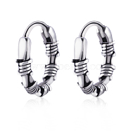 316 Stainless Steel Thorns Hoop Earrings for Men Women, Antique Silver, 15x15x3mm, Pin: 1mm(EJEW-SZ0001-96)
