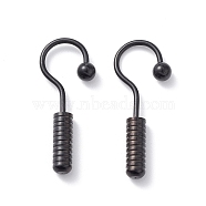 304 Stainless Steel Screw Hooks Shape Dangle Earrings for Woman, Electrophoresis Black, 31x12x4mm, Pin: 1.2mm(EJEW-F312-09EB)