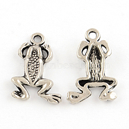Tibetan Style Alloy Frog Pendants, Lead Free & Cadmium Free, Antique Silver, 21x13x3mm, Hole: 2mm, about 500pcs/500g(TIBEP-S291-05-RS)