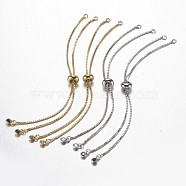 Brass Chain Bracelet Making, with Cubic Zirconia, Slider Bracelets Making, Mixed Color, 5 inch(126mm)x1mm, Hole: 2mm(KK-G290-09)