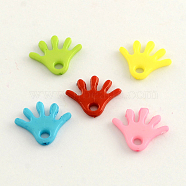 Opaque Acrylic Palm Charms, Mixed Color, 15x18x2.5mm, Hole: 3mm, about 1900pcs/500g(SACR-Q099-M96)