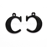 304 Stainless Steel Alphabet Charms, Electrophoresis Black, Letter.C, 12x9.5x1mm, Hole: 1mm(STAS-H122-C-EB)