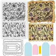 1Pc Carbon Steel Cutting Dies Stencils, with 1 Sheet Custom Flower PVC Clear Stamps, for DIY Scrapbooking, Photo Album, Decorative Embossing Paper Card, Mixed Shapes, Cutting Dies Stencils: 97x119x0.8mm, Stamps: 160x110x3mm(DIY-GL0004-68)