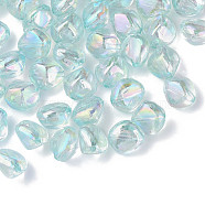 Transparent Acrylic Beads, AB Color Plated, Nuggets, Sky Blue, 10.5x10x8mm, Hole: 1.6mm, about 2300pcs/500g(MACR-S373-131-C07)