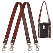 Leather Bag Handles, with Alloy Swivel Lobster Claw Clasp, DIY Purse Making Supplies, Brown, 60.4x2x0.3cm(DIY-WH0304-300)