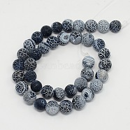 Gemstone Beads Strands, Natural Weathered Agate/Crackle Agate, Round, Grade A, Dyed, Black, 14mm, about 28pcs/strand, 16 inch(G-SR14MM-61)